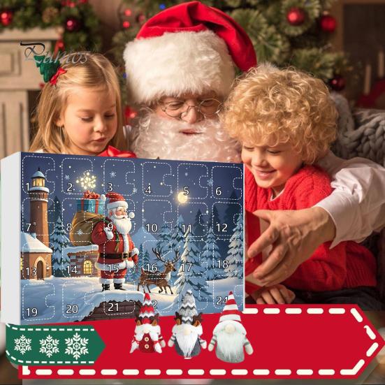 2024 Christmas Gnome Advent Calendar 24 Days Countdown to Christmas Plysj Gnome Ornament Miniature Dverg Doll Lekesett