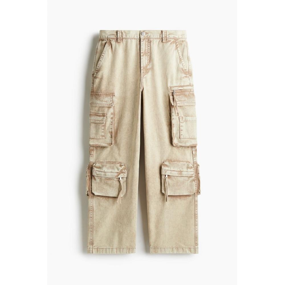 H M Loose Cargo Jeans ligHt Beige