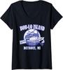 Womens Boblo Island Detroit Michigan (vintage Look) V-Neck T-Shirt