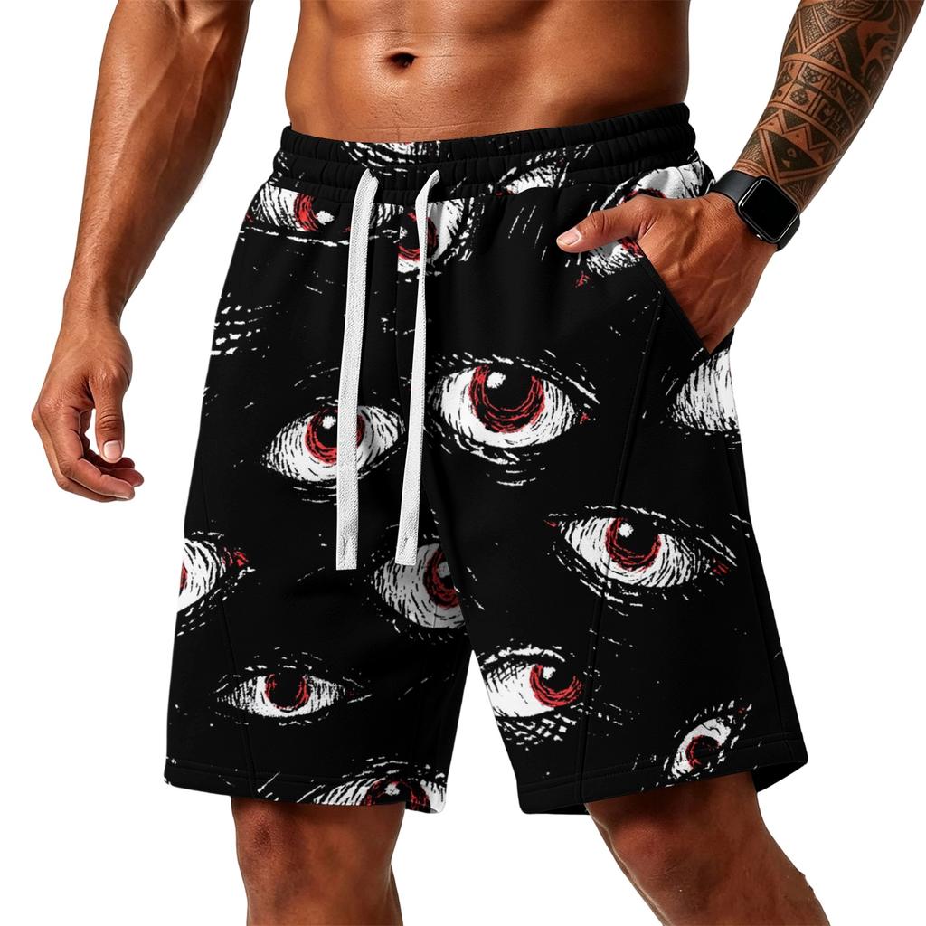 Men's Halloween Loose Fit Shorts with Pockets Drawstring Waistband Athletic Printed Shorts for Casual Sportswear