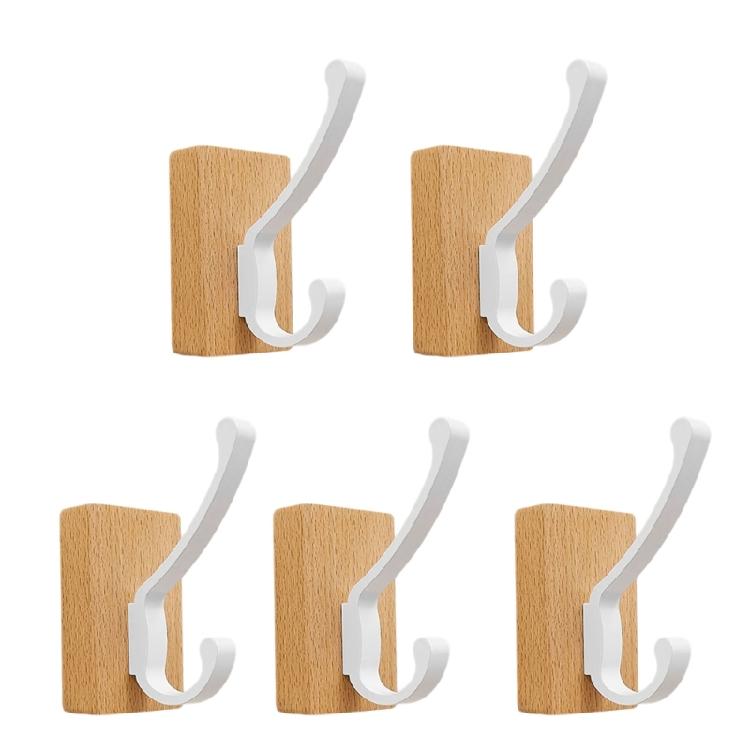 Natural Walnuts Wood Bathroom Hook with Adhesive Backing Easy Install No Holes Space Saving for Decors and Organization