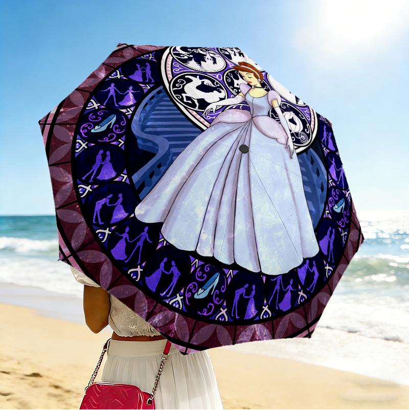 Glass Princess 8 Ribs 3Fold Black Glue Uv Protection Umbrella Sun Protection Rainproof Compact Folding Umbrella For Travel Daily Use C923158