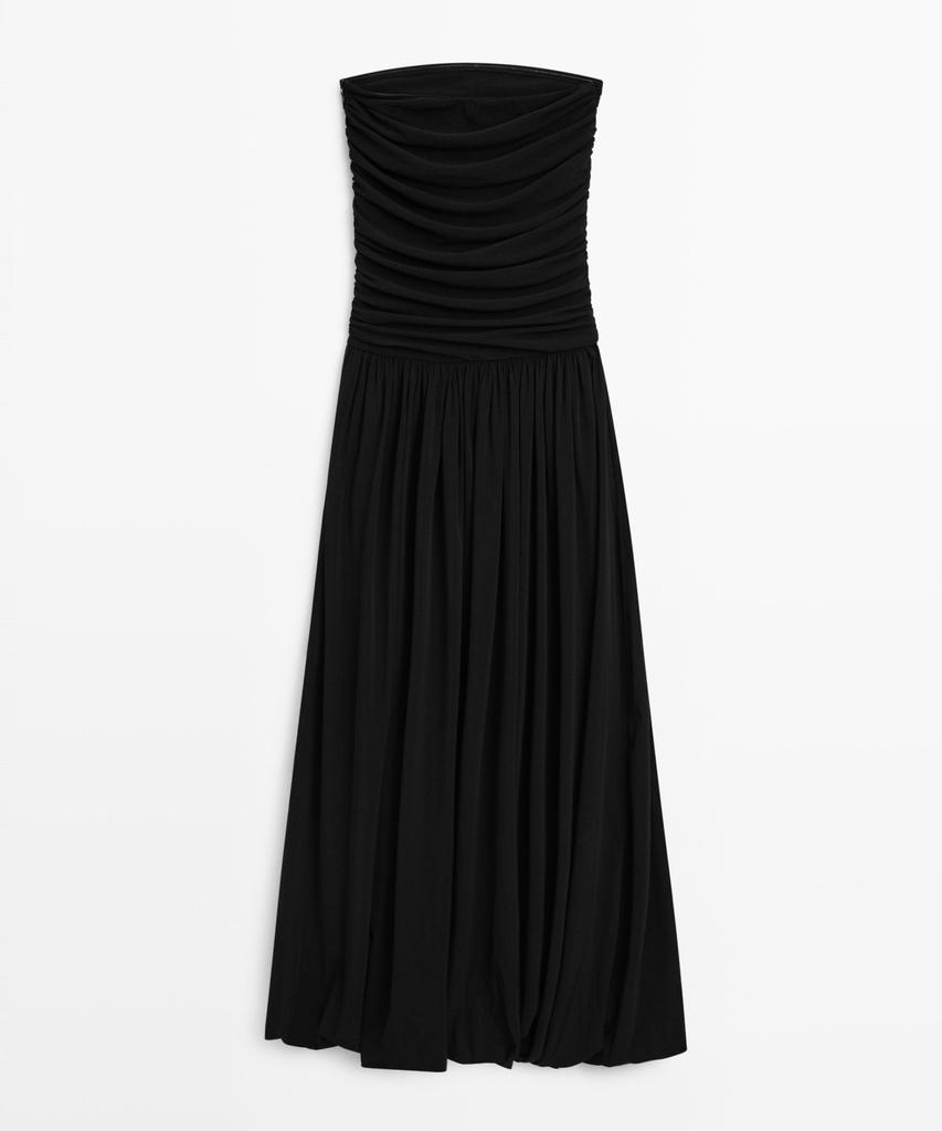 Masimodutti Off-Shoulder Balloon Midi Dress