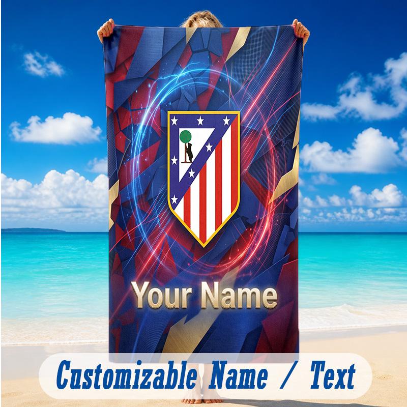 Beach Towel Custom Name Text, Quick Dry Large Towel For Beach HomeAtletico Madrid