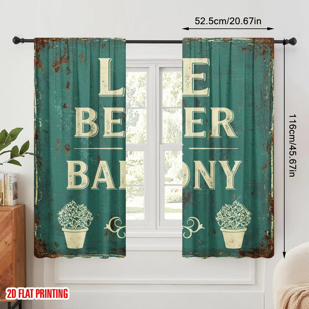 2pcs 2D Flat Printing Scene Curtains Life Balcony Home Fabric Without Electricity Birthday Party Perfect for Home Wall Yard Use