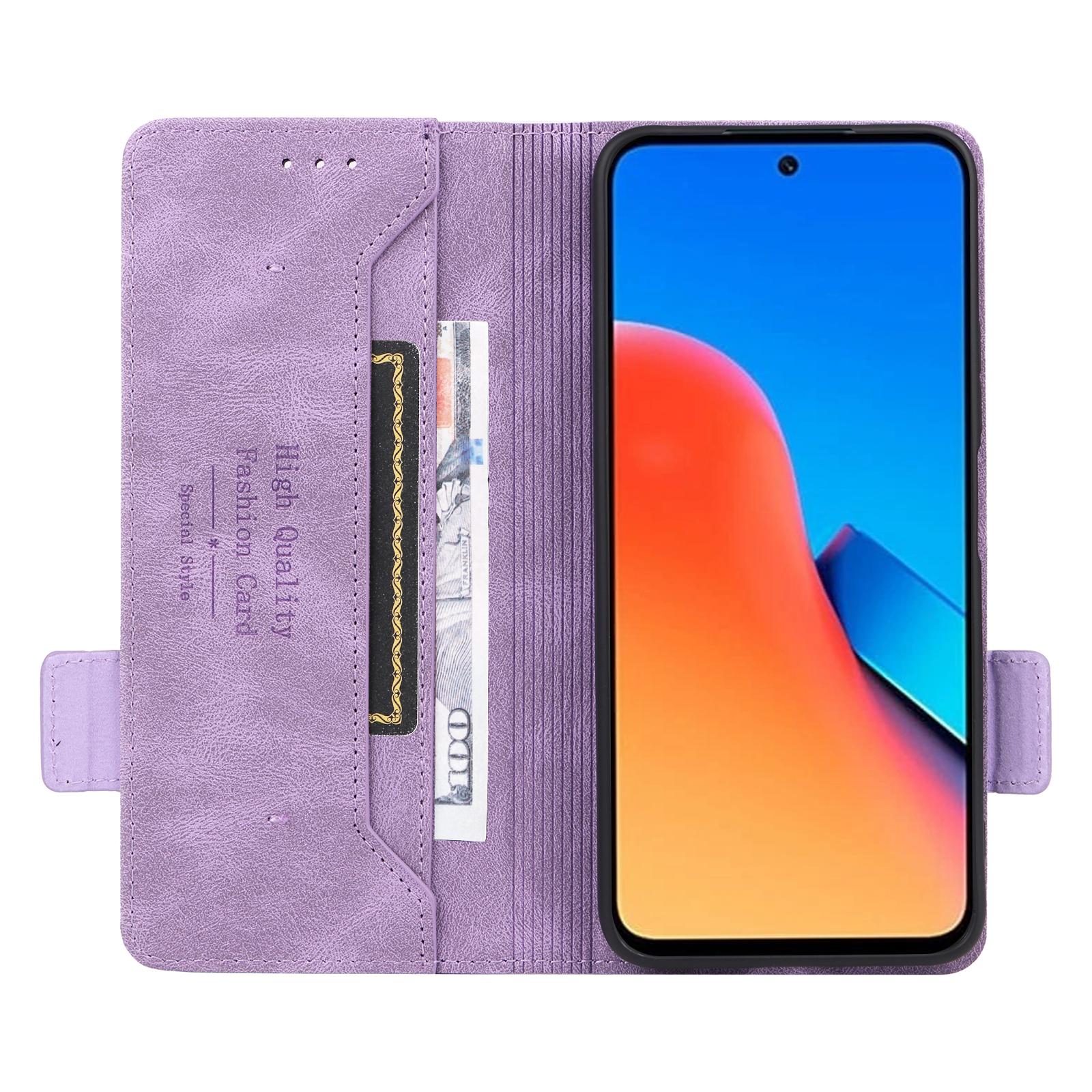

For Xiaomi Redmi 12 4G/5G (Global) Case Hardware Decor PU Leather Wallet Phone Cover Purple