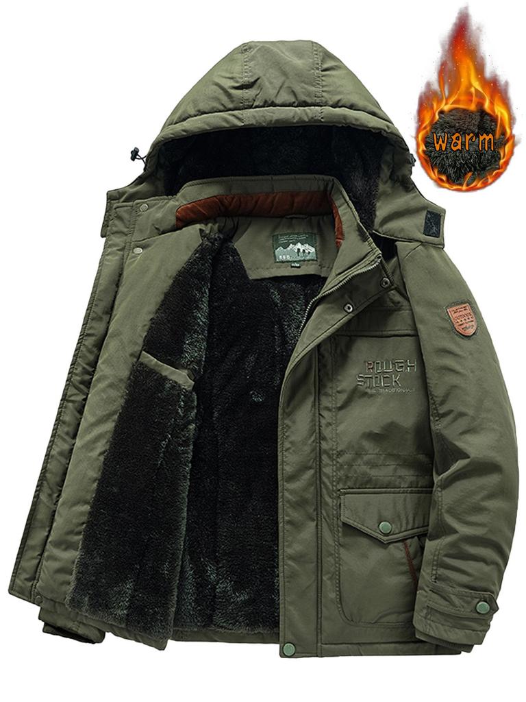 Men's Medium-Long Hooded Winter Jacket - Thick, Warm, Cotton Padded, Plus Size for Middle-Aged & Elderly