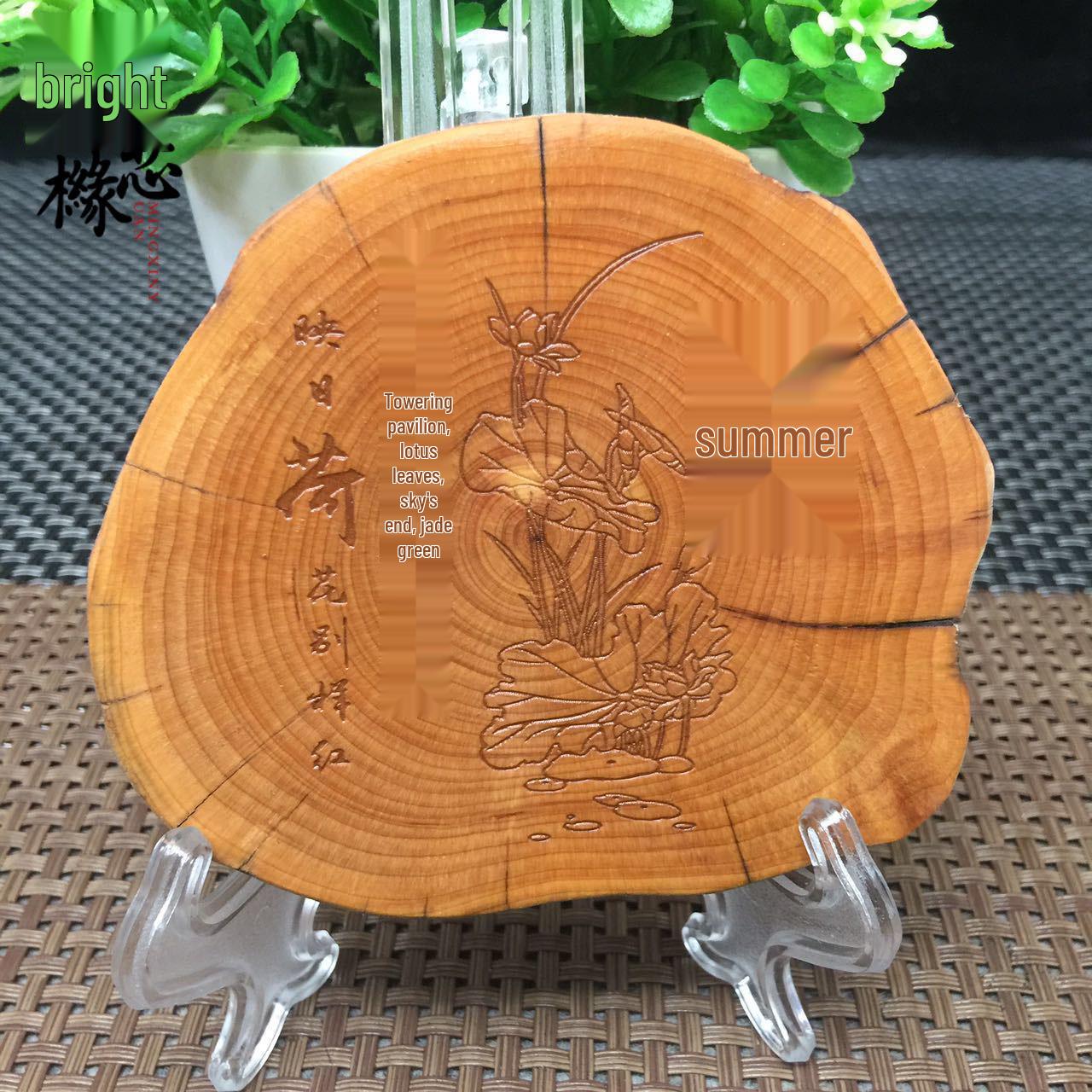 Taihang Cliff Cypress Handcrafted Tea Cup Coaster - Natural Shape Insulated Ornament Plastic Stand