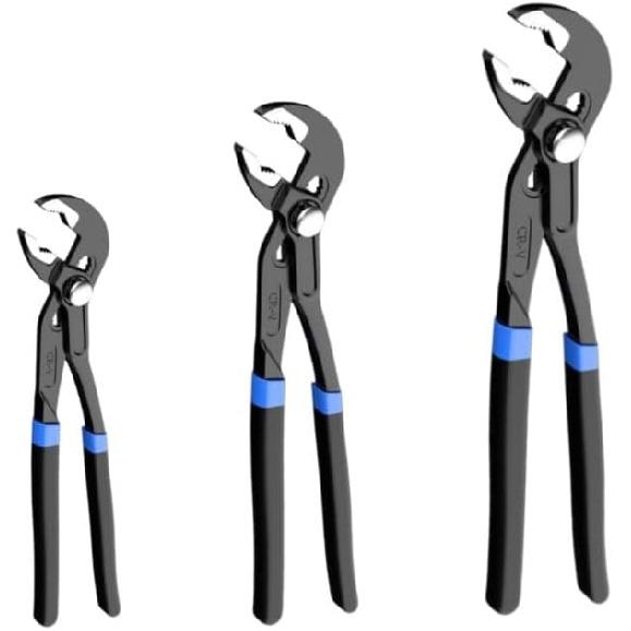 Channel Locks Plier Set of 3, Quick Adjust Groove Joint Pliers Set 7-inch, 10-inch, 12-inch, Groove Wrench Plier, Water Pump Pliers, Durable CR-V Blue Handle