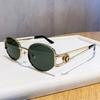 New Style Retro Metal Oval Small Frame Sunglasses, Gender-neutral, Hollow Temple Design, UV-protective Sunglasses