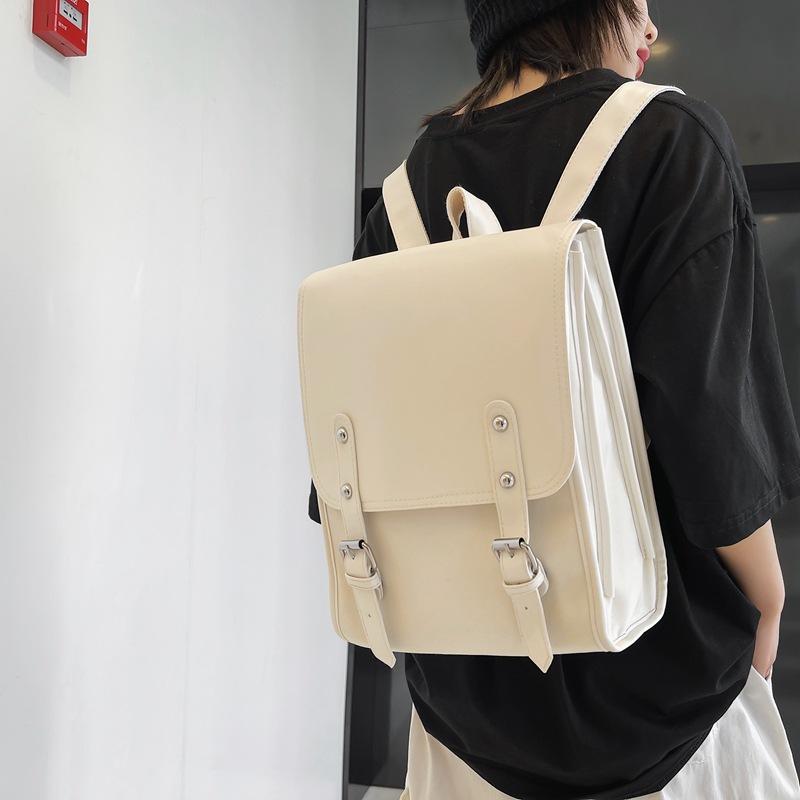 Solid Color Locomotive Lock Computer Daily Business Backpack Korean Version Casual Shoulder Backpack