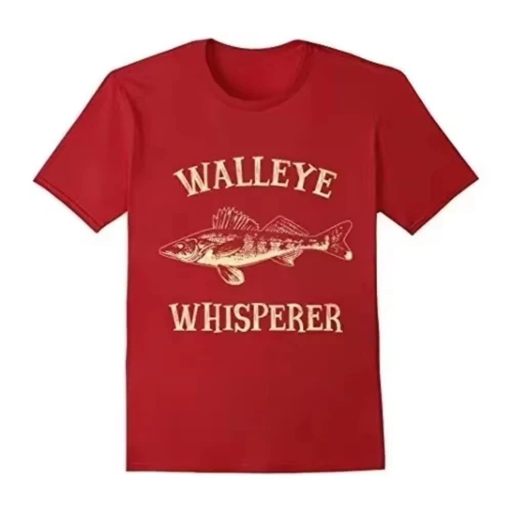 2025 Summer New Funny Design Walleye Whisperer Fish Printed T-Shirt O-Neck Short Sleeve Men's T Shirt