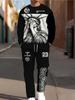 Autumn Men's Long-Sleeved Pants Set for Street Casual Fashion Soft and Comfortable with 3D Angel Pattern Print