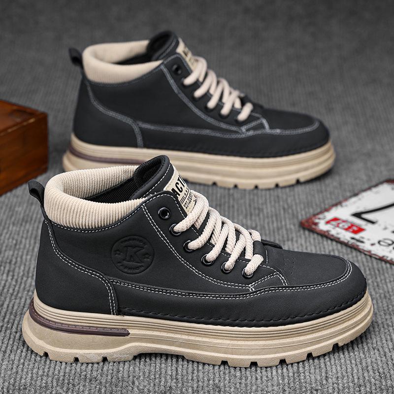 Martin Boots Men's Autumn New British Style Retro High-top Tooling Shoes Trendy Versatile Platform Sports Casual Short Boots