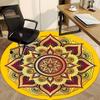 1pc Golden Mandala Pattern Chair Carpet for Office, Round Polyester Mat, Indoor Decor for Office, Easycare Fabric, Washable Non-slip Area Carpet