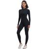 New Style Halter Zip Slim Fit Solid Color High Elastic Long Sleeve Yoga Suit Athletic Running Workout Bodysuit