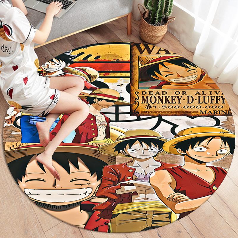 One Piece Monkey D Luffy Round Area Rug Carpet Rug For Living Room Bedroom Sofa Playroom Decor Nonslip Floor Mat