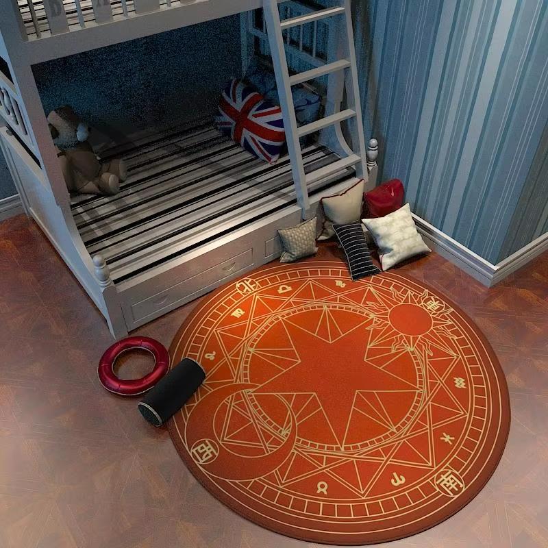 Bedroom Decor Pink Magic Star Array Carpet Living Room Balcony Non-slip Floormats Cartoon Circular Bedside Area Carpets Rugs