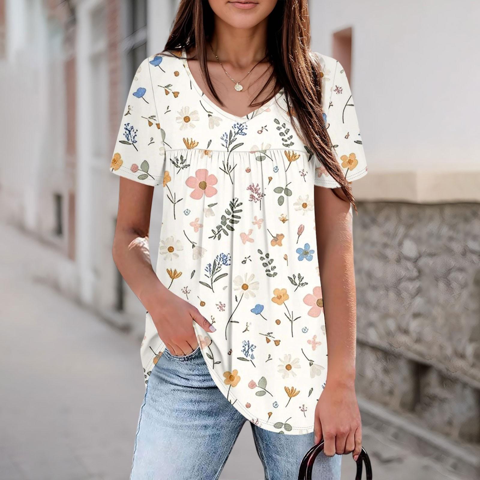 

Женский повседневный топ с V-образным вырезом и короткими рукавами, плиссированный на груди, с короткими рукавами XL бежевый