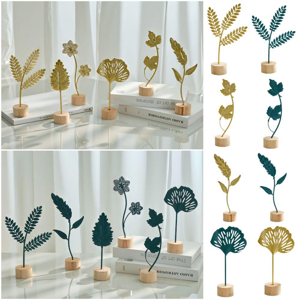 Hollow Out Leaves Ginkgo Leaf Ornament Gold Green Tabletop Decoration Home Decoration