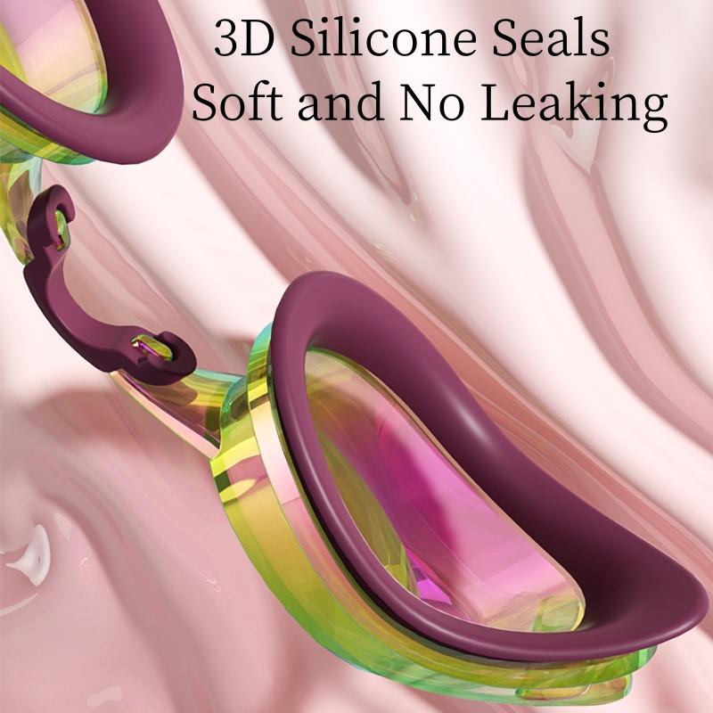 Unisex Profi Schwimmbrille für Erwachsene Beschlagsfrei Wasserdicht HD Sicht Schwimmbrille Bunte und Klare Gläser zur Auswahl