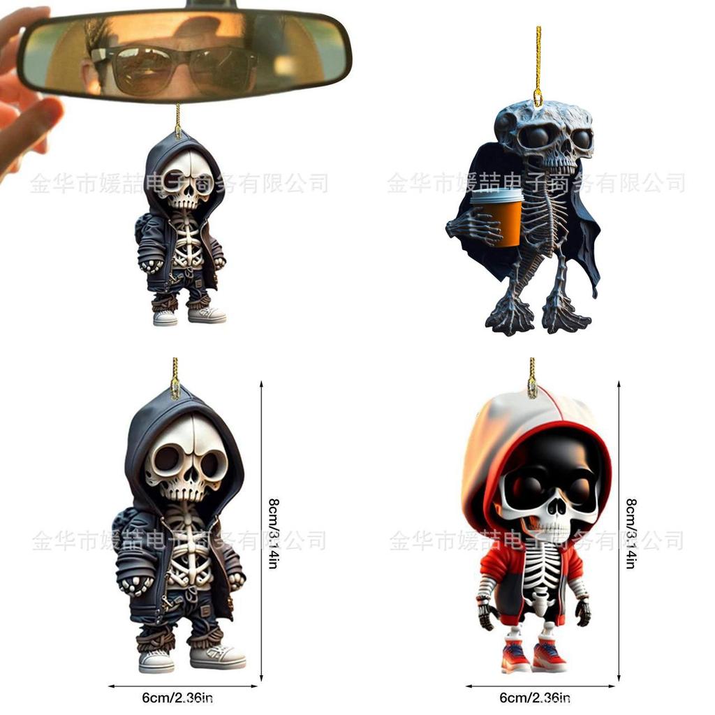 Cartoon Skull Acrylic Car Hanging Decor Halloween Tree Decoration For Home Colors)