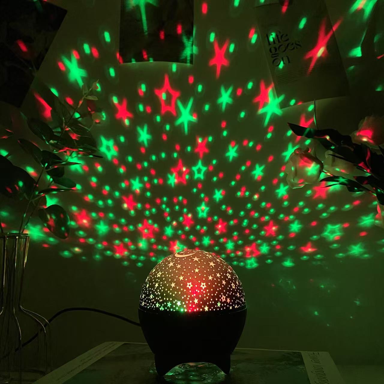 

Starry Sky Moon Projector Light 7 Modes LED Night Light USB Colorful Strobe Light USB Plug-in for Kids Room Party Galaxy Decor