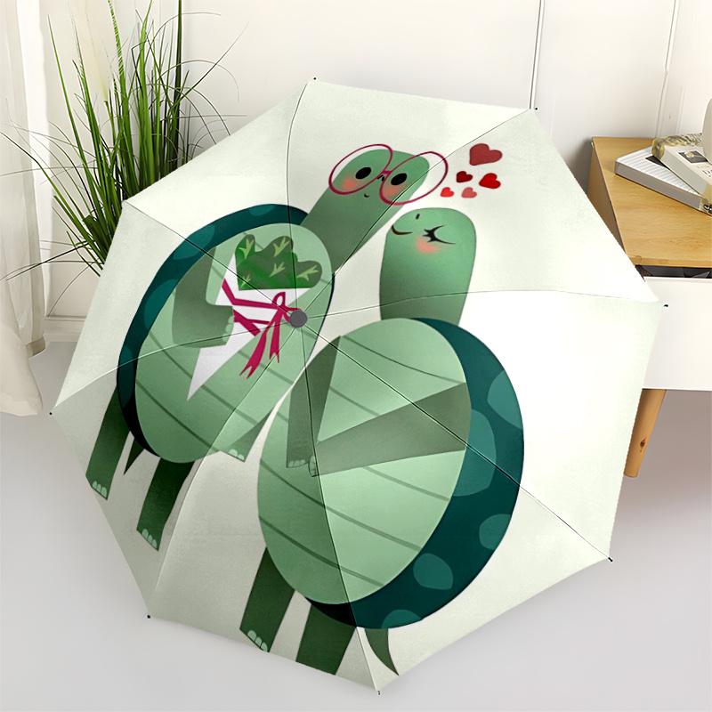 1pc Turtles Love Automatic Open/close Umbrella, 8-Rib Sturdy Structure, Portable Travel Umbrella, Parties, Everyday Useb033