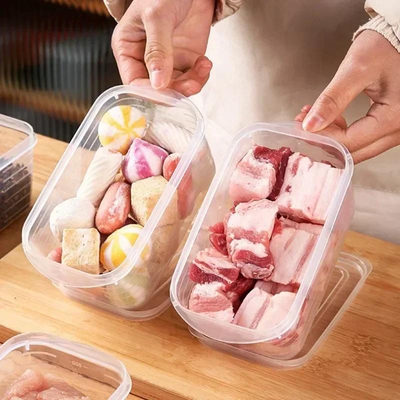 Caja de Almacenamiento para Refrigerador Organizador de Nevera Caja Crisper para Alimentos Frescos Frutas Verduras Contenedor de Almacenamiento para Carne Congelada Organizador de Cocina