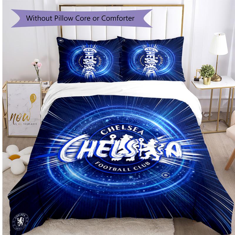 Set Lenzuola 3 Pezzi Stampato Chelsea FC Morbido Delicato sulla Pelle Lavabile Copripiumino e Federe Set Tutte le Stagioni Camera da Letto