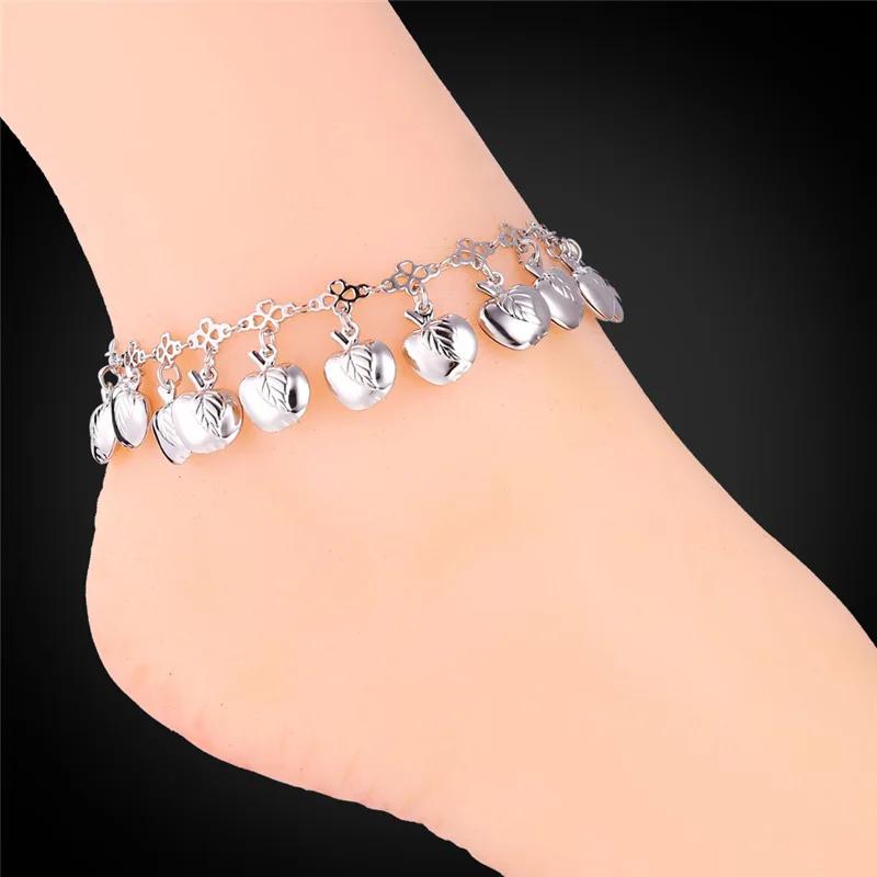 

U7 браслет-браслет в форме яблок с фруктами, симпатичный летний браслет на ногу для женщин золотого цвета, босиком A314 платиновый