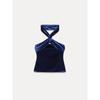 Za2024 Autumn New Women's Clothing Sexy Hanging Collar Velvet Elegance Sleeveless Halter Top 9511072