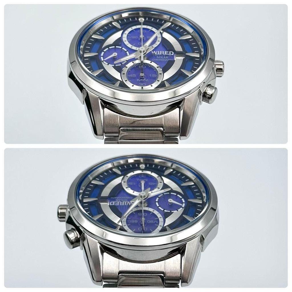 Used [In Very Good Condition] Seiko WIRED Apollo Solar Chronograph Blue Dial