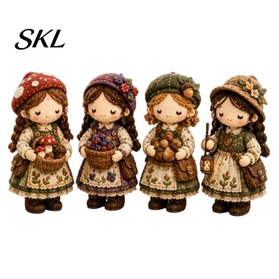 Mindful Craft Kit Patchwork Girl DIY Kit, 3D Doll Sewing Set with Pre-Cut Instructions Fabric Thread Needles, Cute for Home Decor Handmade Gift Stress