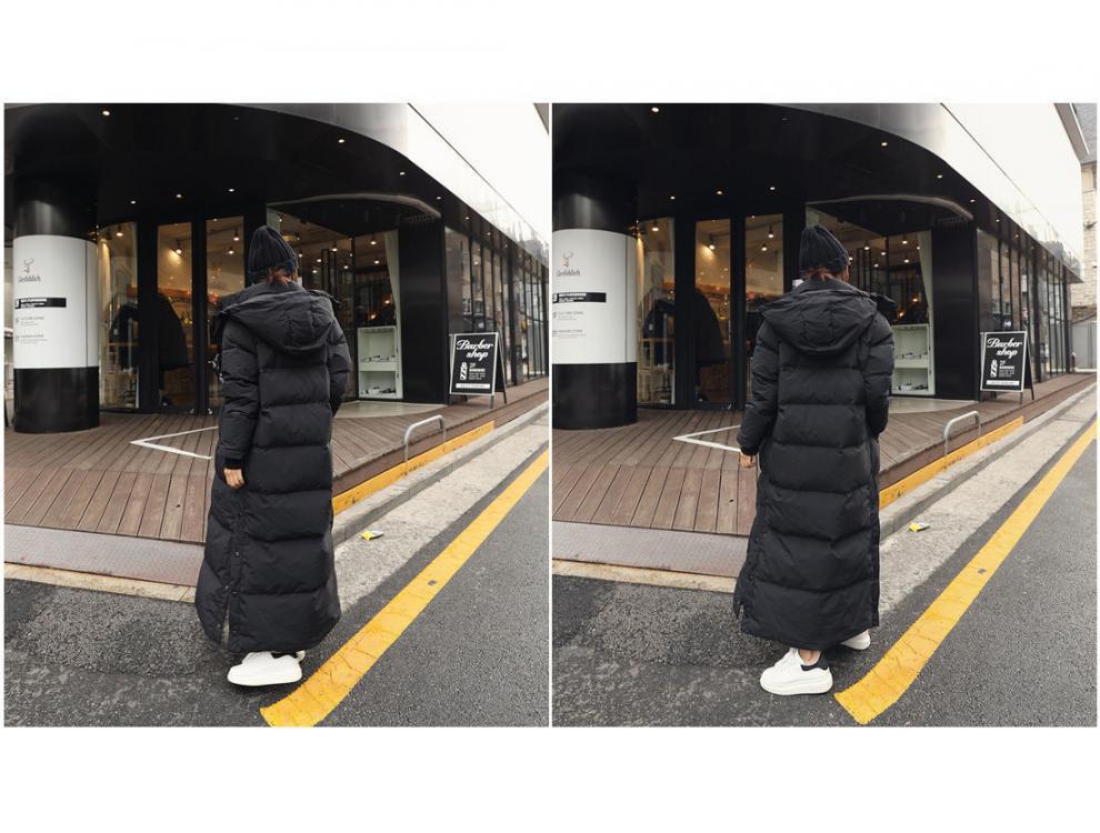 Korean Style Winter 2025 Women's Thick Over-the-Knee Cotton Coat
