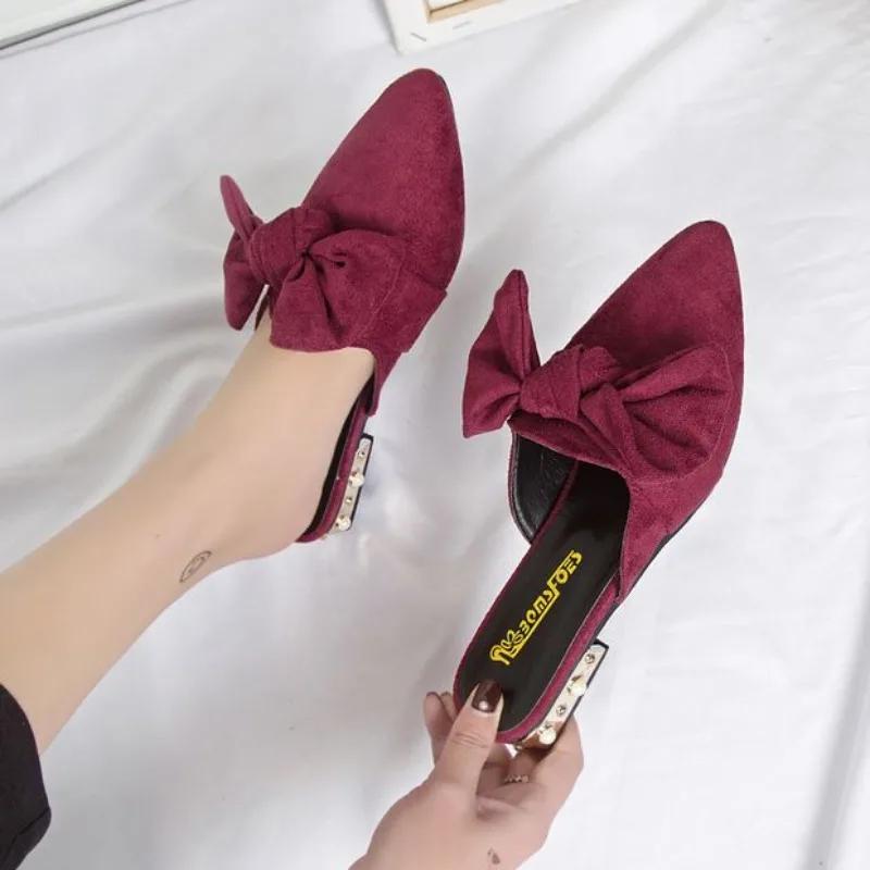 Fashion Low Heel Shoes Pointed Toe Slides Original New Style Casual Shoe 2025 Luxury Slip-resistant Women's Slippers and Ladies Sandals