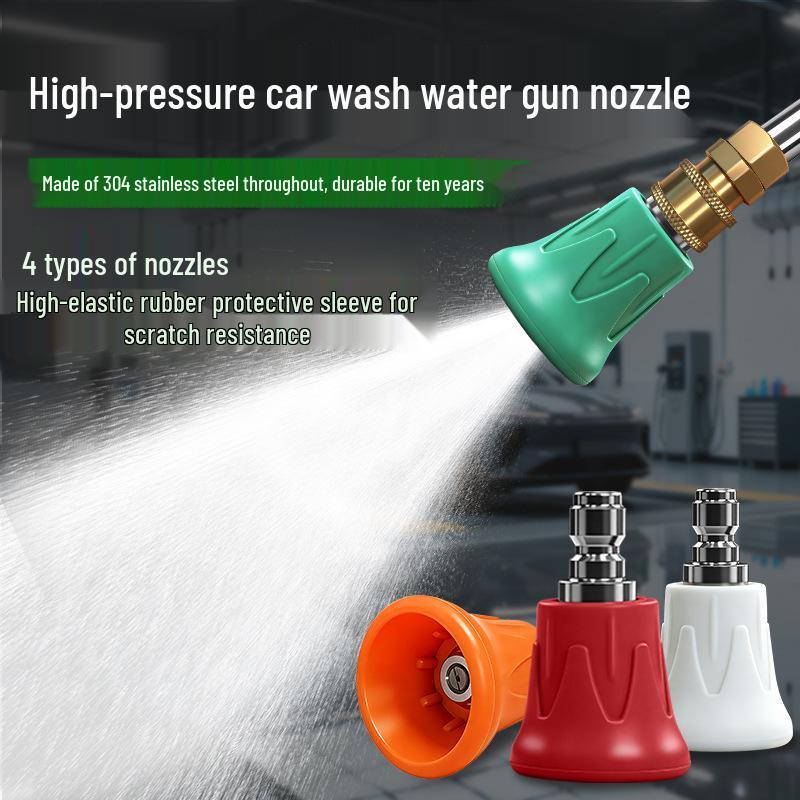 1/4 Quick Connect Colored Fan-Shaped High-Pressure Washer Nozzle with Stainless Steel and Rubber Sleeve