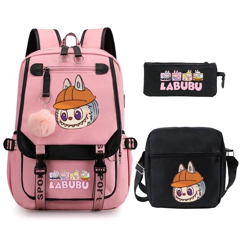 Cartoon Printed Children's Backpack Large Capacity Campus Trend Student Schoolbag Three-piece Set