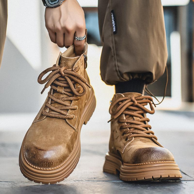 Martin Boots Men's Desert Boots New Autumn Couple Rhubarb Boots British Style High-top Men's Shoes Outdoor Tooling Boots