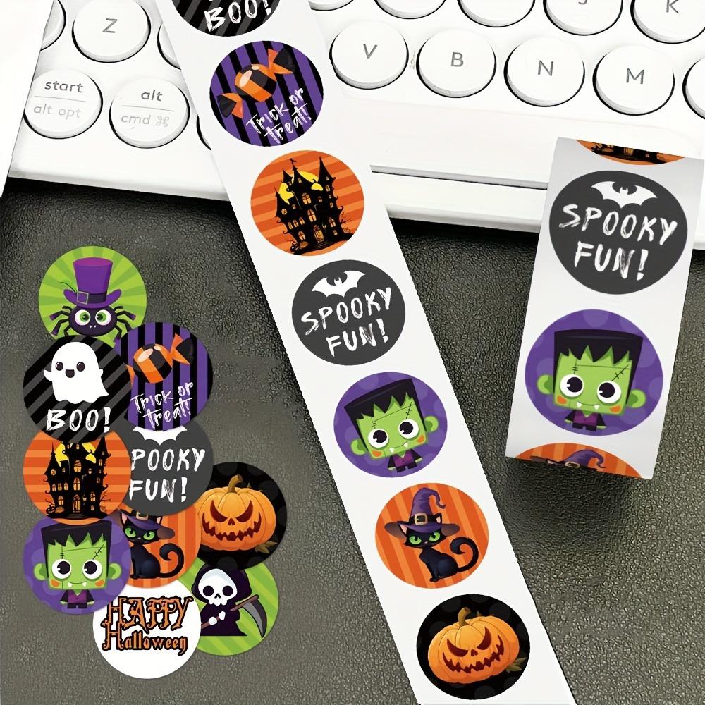500PCS/Roll Halloween Stickers for Laptop Notebook Envelope Water Cup Seal Decorative Spooky Holiday Party Decorations Stickers