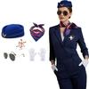 Classy Airline Flight Attendant Clothing Gloves Scarf Flight Attendant Hat Stage Performance