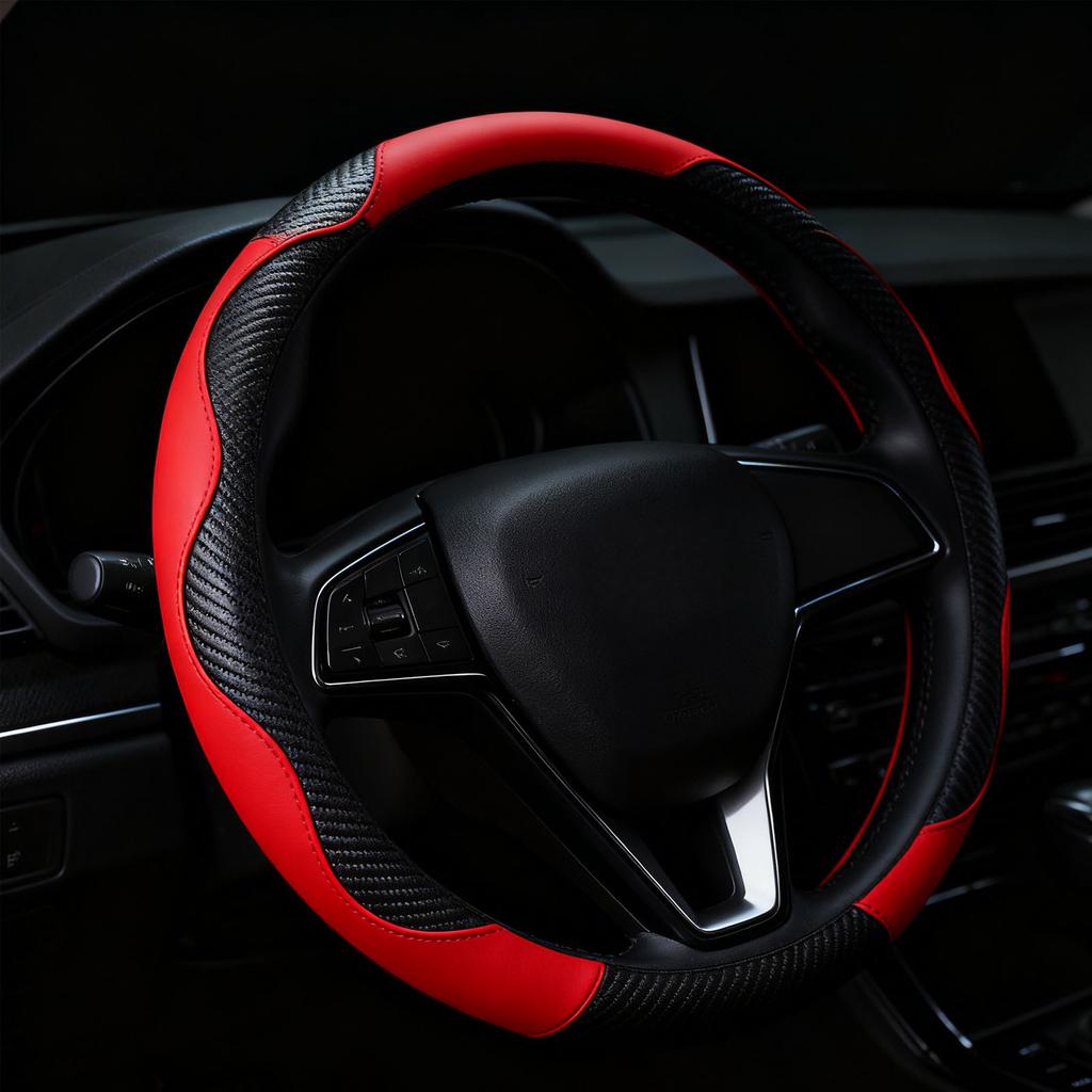 38CM Steering Wheel Cover Carbon Elastic Handle Sleeve Non Slip Steering Wheel Cover for Car