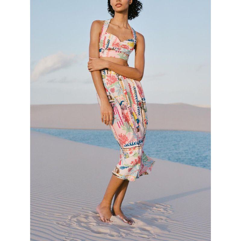 Za2024 Summer New Product Women's Clothes Sling Short Top 8730169 Patchwork Print Cape Skirt 8735169