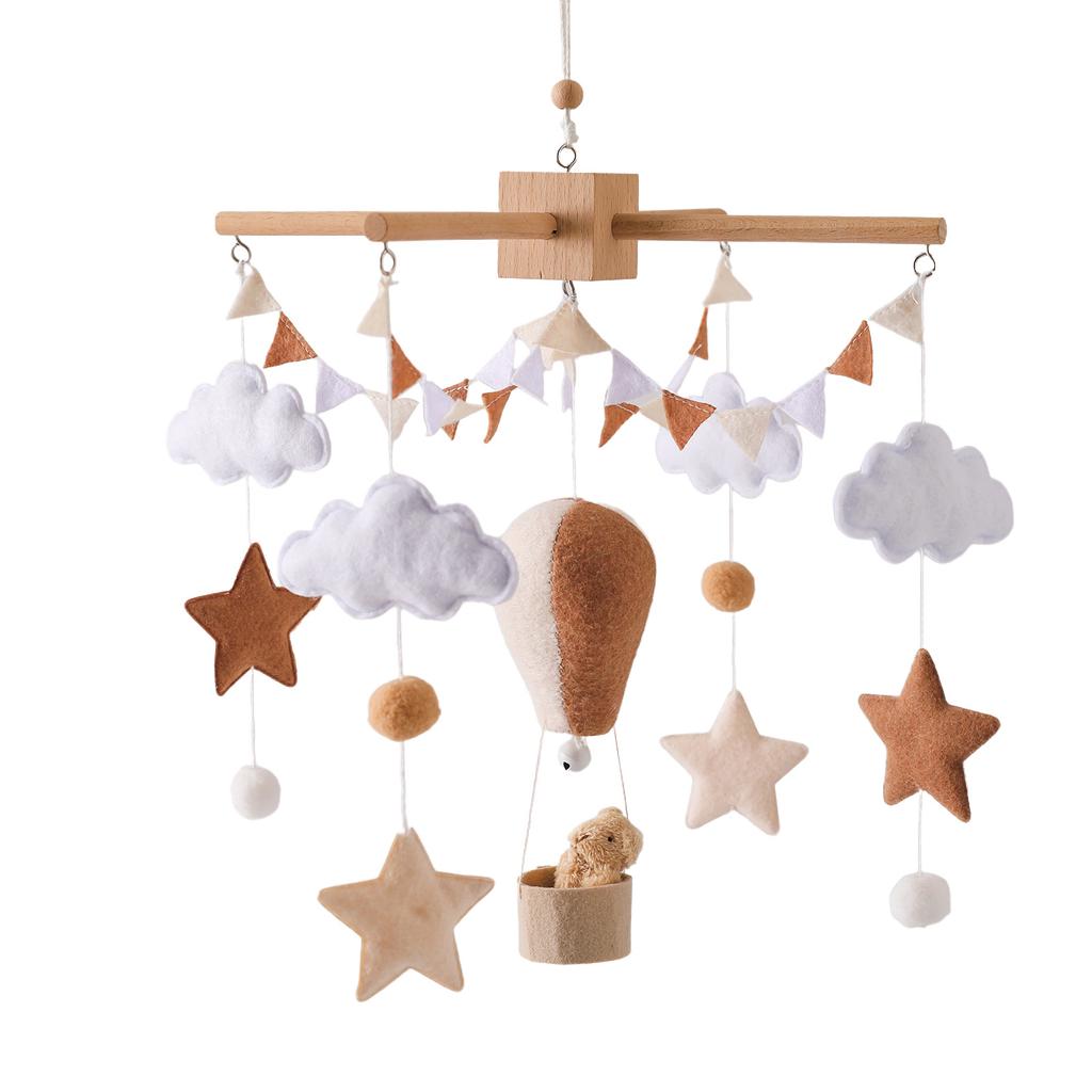 Felt Animal Crib Mobile Hanging Ornament, Baby Crib Stroller Hanging Toy, Hand-Eye Coordination Crib Bell