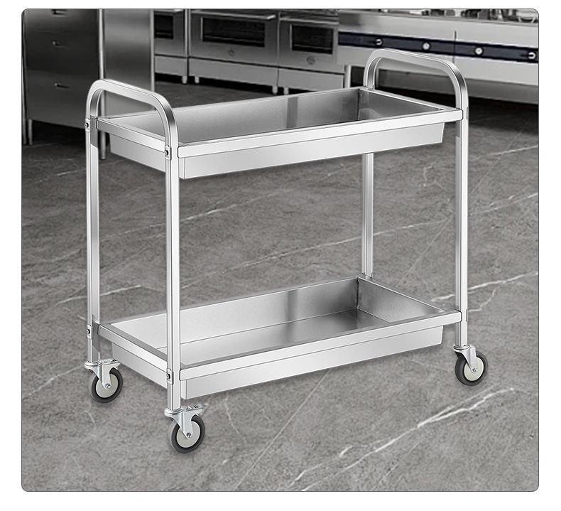 Stainless Steel Restaurant & Hotel Serving Trolley - Mobile Dining, Dessert, Bar, Busboy Cart
