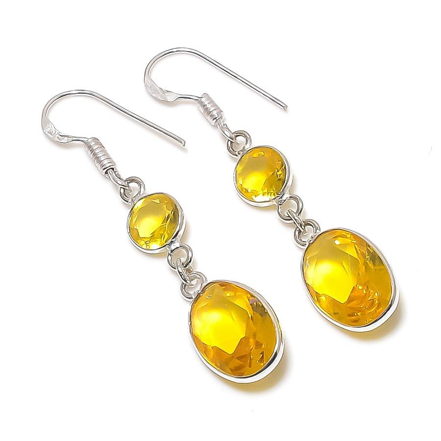 

Natural Citrine Gemstone Handmade 925 Sterling Silver Jewelry Earring 1.85 l6q56