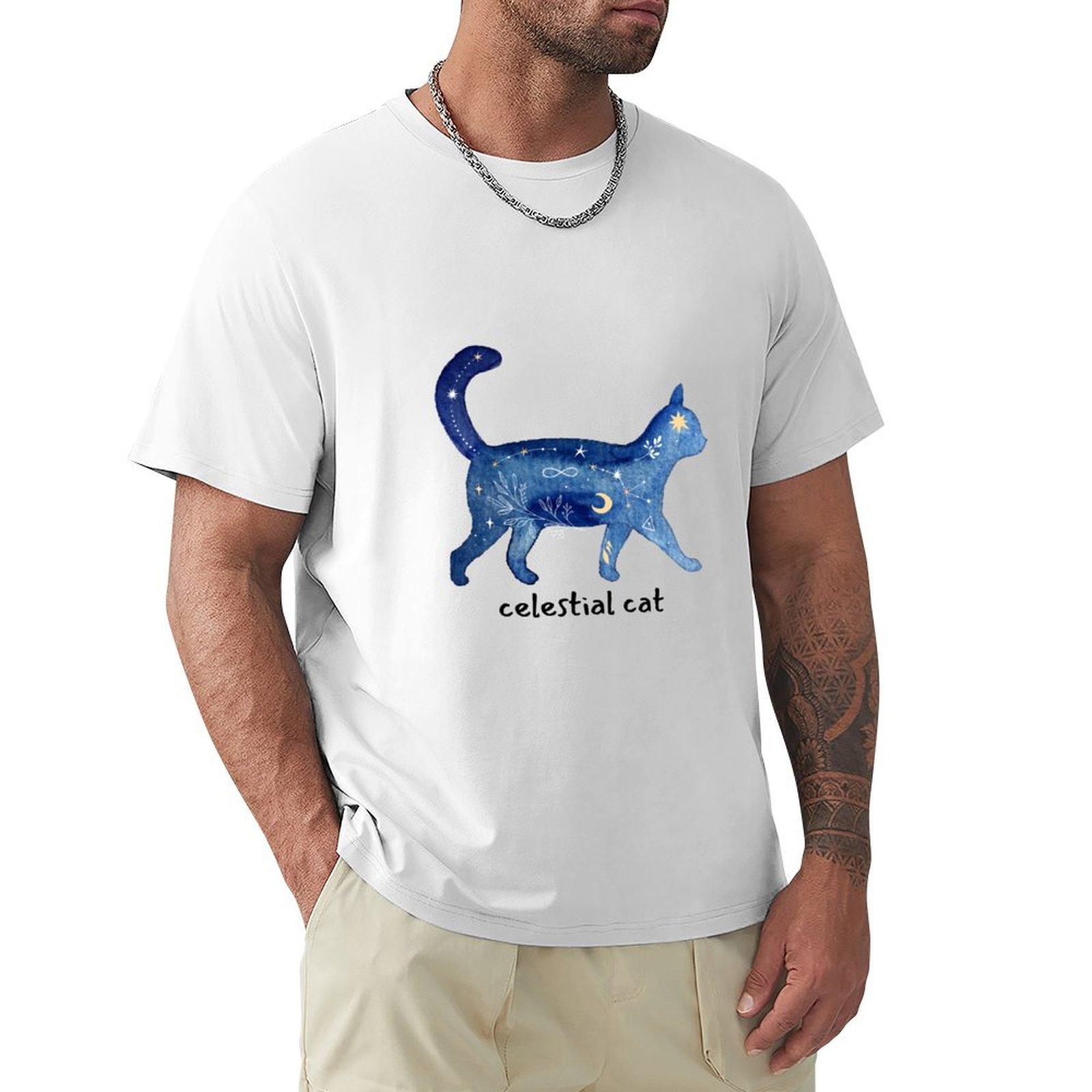 Magical Gradient Cat Celestial Cat Tshirt Casual Trendy Streetwear Tee Shirt S