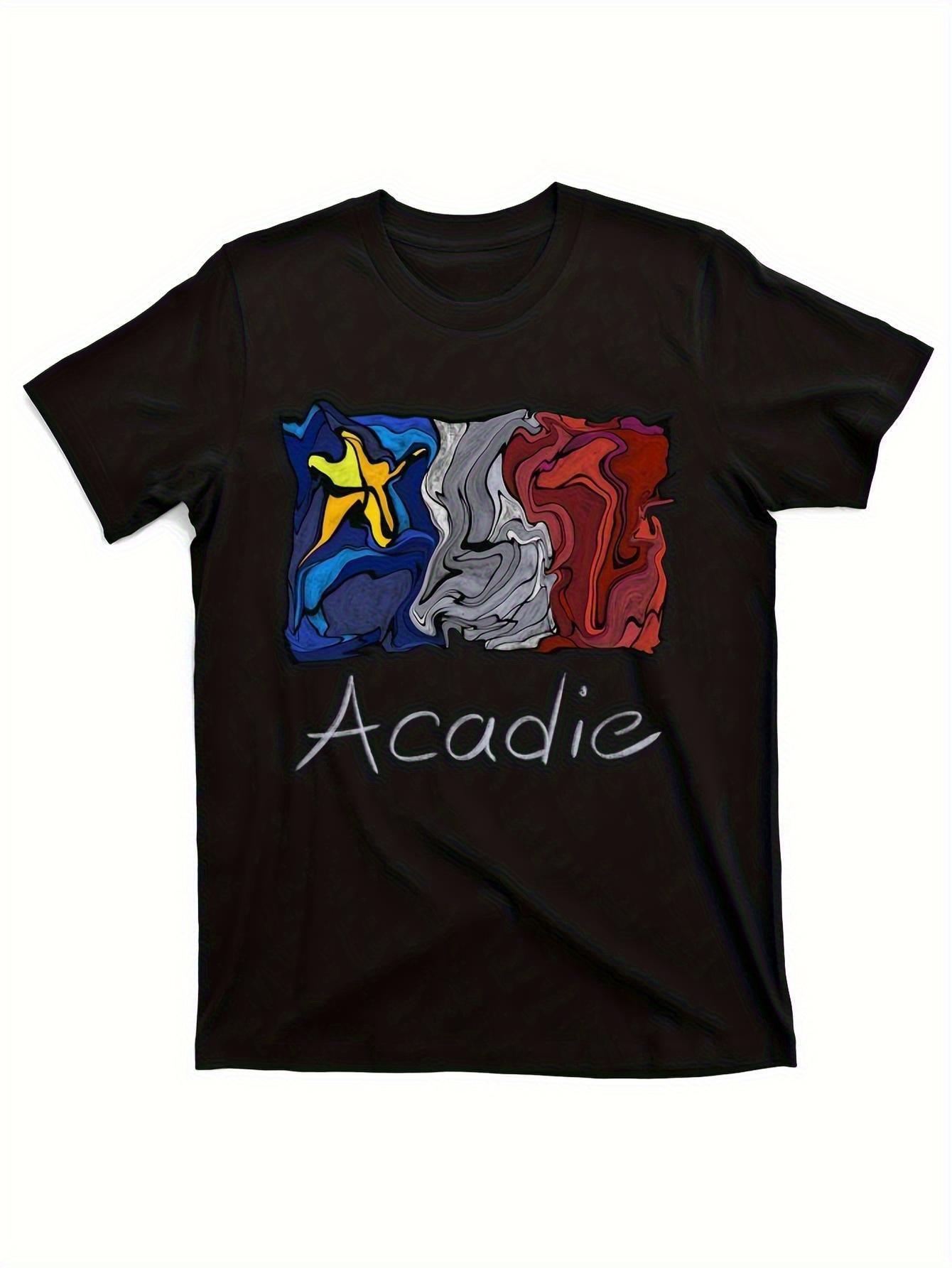 

Patriotic Acadia Flag T-shirt - Liquid Mosaic Design XXL
