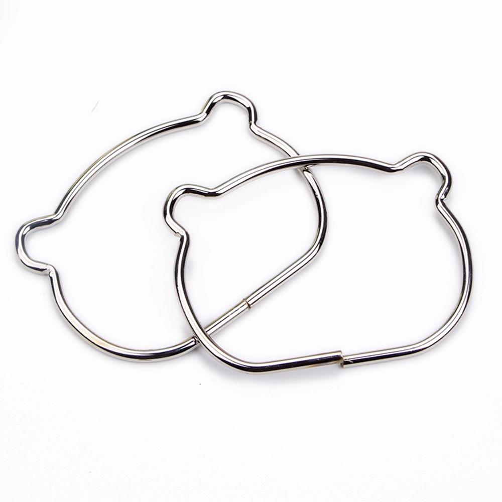 Asas metálicas semicirculares para bolsos tejidos - Diseño de cabeza de oso y gato