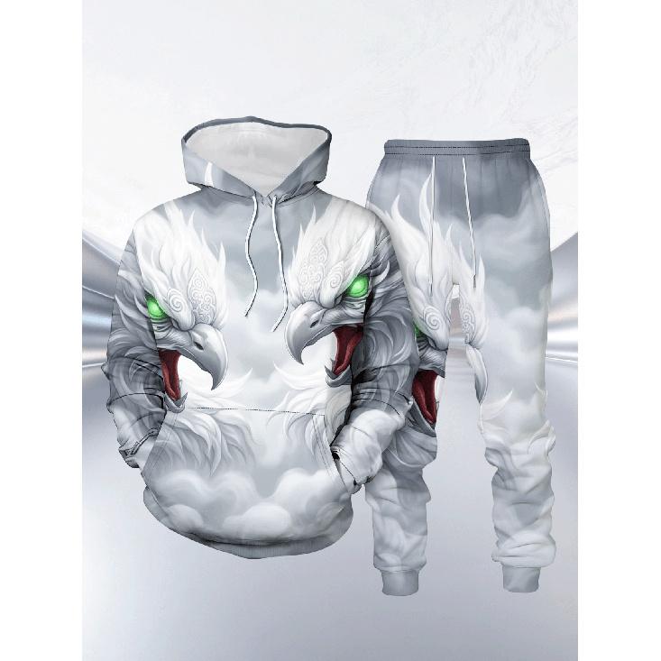 Мужская повседневная толстовка Yunjing Eagle с 3D-печатью, набор из 2 шт. S